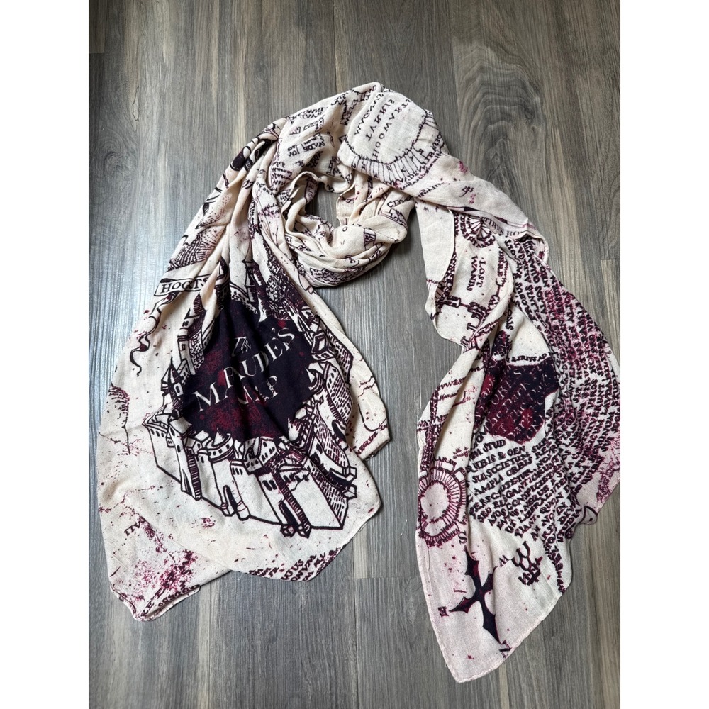 Warner Bros Harry Potter Scarf Womens OS Cream Marauders Map Hogwarts Wrap